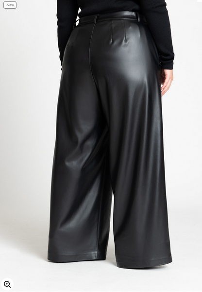 ELOQUII Women's Wide Leg Faux Leather Pant