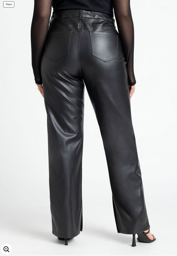 ELOQUII Women's Slit Hem Faux Leather Pant
