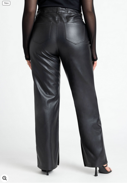 ELOQUII Women's Slit Hem Faux Leather Pant