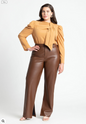 ELOQUII Women's Slit Hem Faux Leather Pant