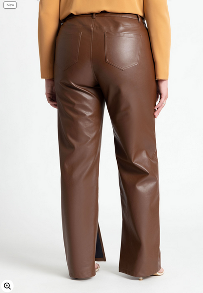 ELOQUII Women's Slit Hem Faux Leather Pant