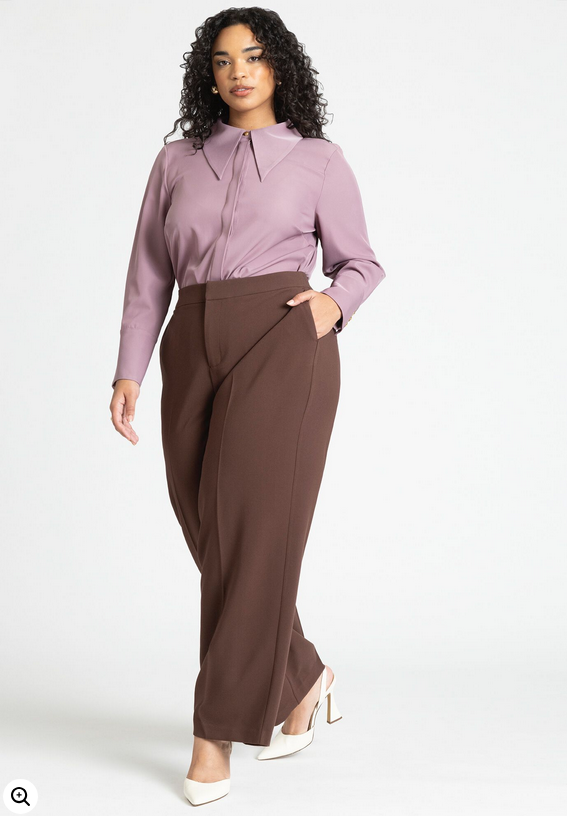 ELOQUII Women's Straight Leg Doublecloth Pant