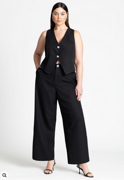 ELOQUII Women's Crystal Button Straight Leg Pant