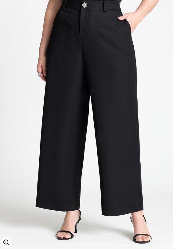 ELOQUII Women's Crystal Button Straight Leg Pant