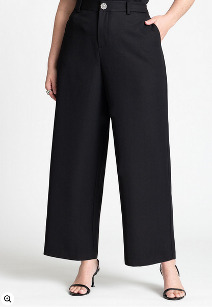 ELOQUII Women's Crystal Button Straight Leg Pant