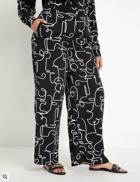 ELOQUII Women's Printed Wide Leg Pant