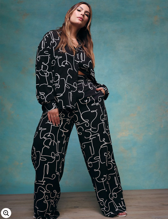 ELOQUII Women's Printed Wide Leg Pant