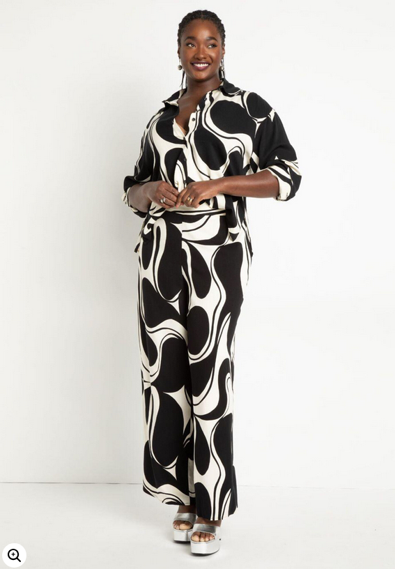 ELOQUII Women's Printed Wide Leg Pant