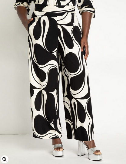 ELOQUII Women's Printed Wide Leg Pant