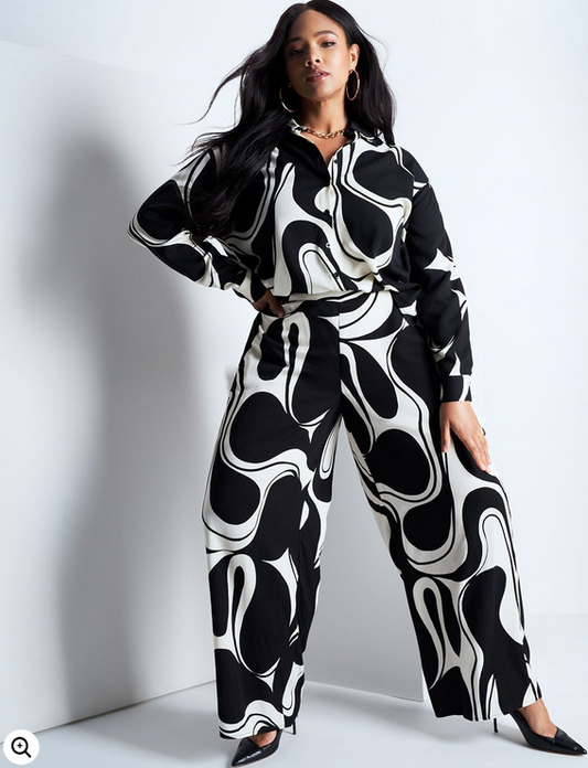 ELOQUII Women's Printed Wide Leg Pant