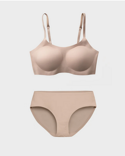 EBY Bra & Panty Set - Seamless Support Bralette & Brief set in Nude