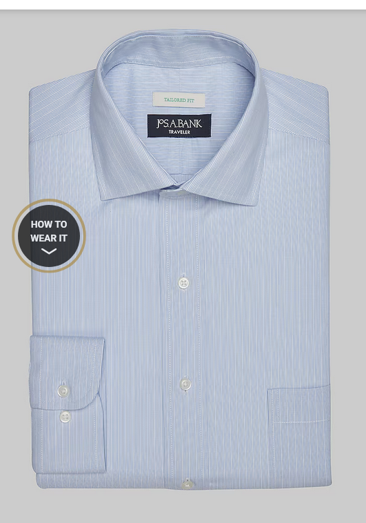Jos. A. Bank  Traveler Collection Tailored Fit Spread Collar Stripe Dress Shirt #51B6