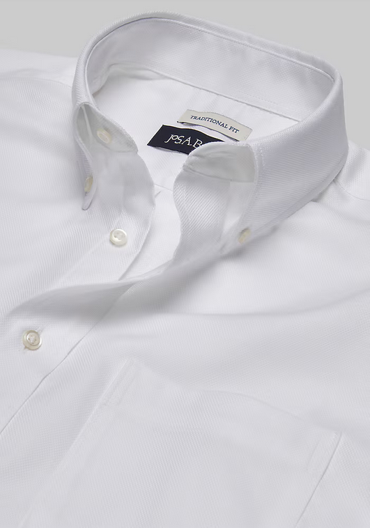 Jos. A. Bank Jos. A. Bank Traditional Fit Button-Down Collar Solid Dress Shirt #52B5 - White- Regular