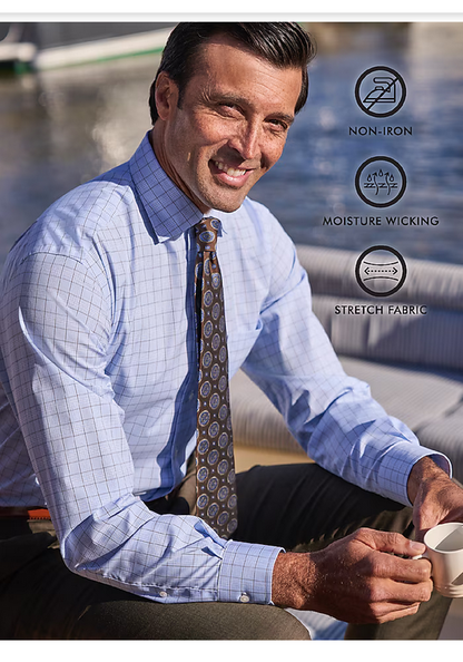 Jos. A. Bank Traveler Collection Tailored Fit Button-Down Collar Grid Dress Shirt #5FYL