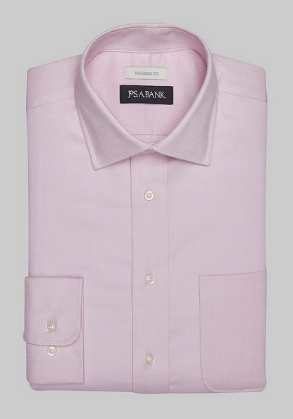 Jos. A. Bank Jos. A. Bank Tailored Fit Spread Collar Textured Solid Dress Shirt #52B7 - Pink
