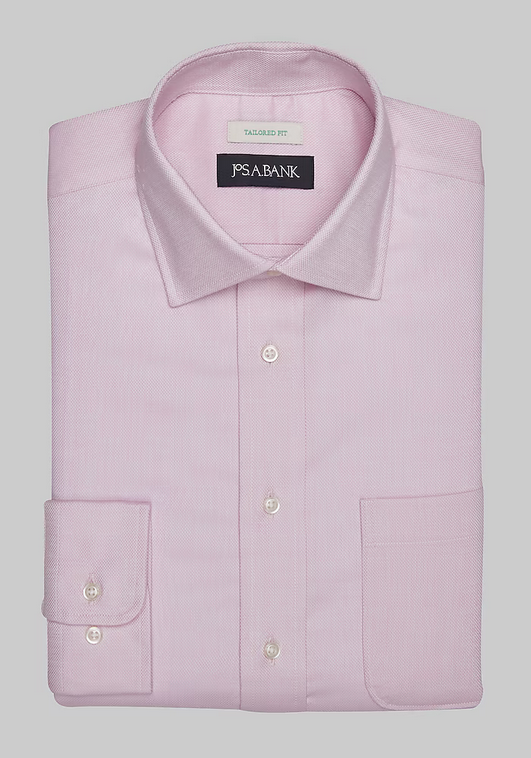 Jos. A. Bank Jos. A. Bank Tailored Fit Spread Collar Textured Solid Dress Shirt #52B7 - Pink