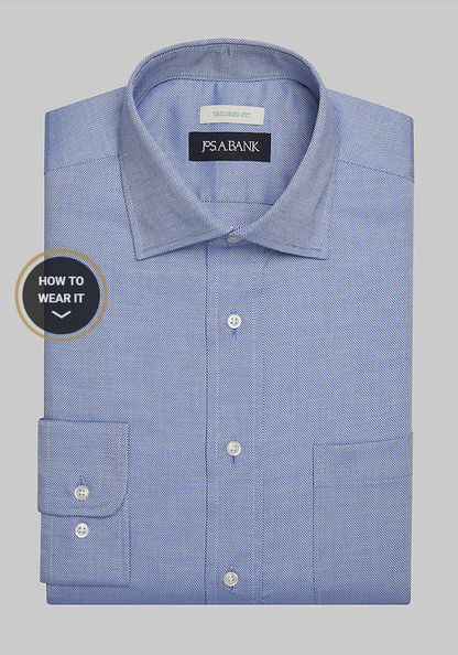 Jos. A. Bank Jos. A. Bank Tailored Fit Spread Collar Solid Dress Shirt #52B1 - Blue