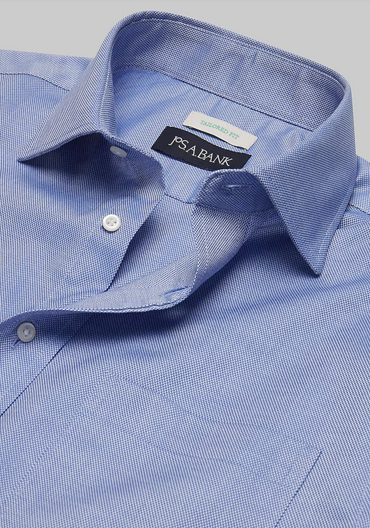 Jos. A. Bank Jos. A. Bank Tailored Fit Spread Collar Solid Dress Shirt #52B1 - Blue