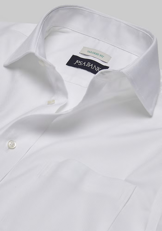 Jos. A. Bank Jos. A. Bank Tailored Fit Spread Collar Solid Dress Shirt #52B1 - White