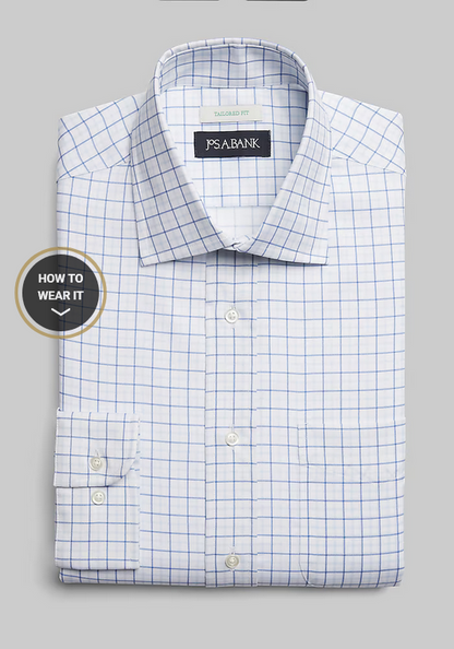 Jos. A. Bank Jos. A. Bank Tailored Fit Large Plaid Print Dress Shirt CLEARANCE #5GEP