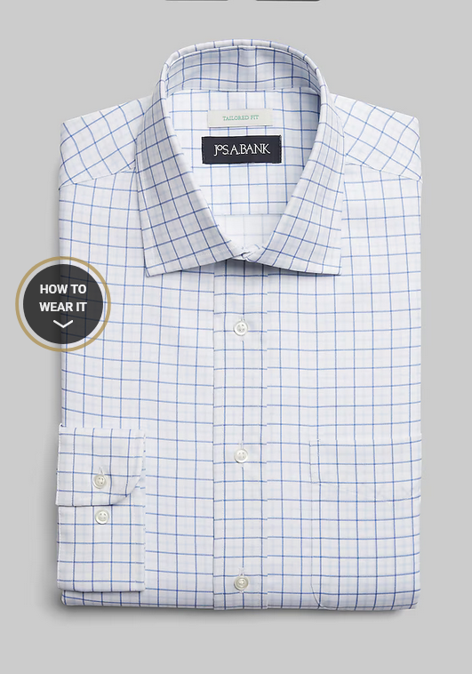 Jos. A. Bank Jos. A. Bank Tailored Fit Large Plaid Print Dress Shirt CLEARANCE #5GEP