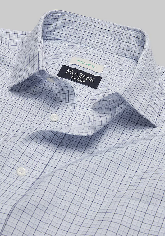 Jos. A. Bank Traveler Collection Tailored Fit Spread Collar Multi Check Dress Shirt #51B5