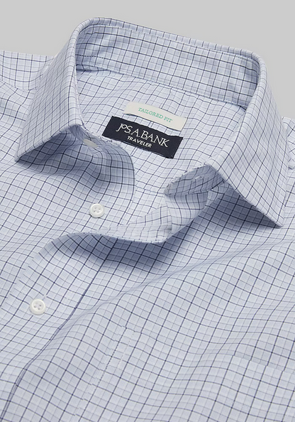 Jos. A. Bank Traveler Collection Tailored Fit Spread Collar Multi Check Dress Shirt #51B5