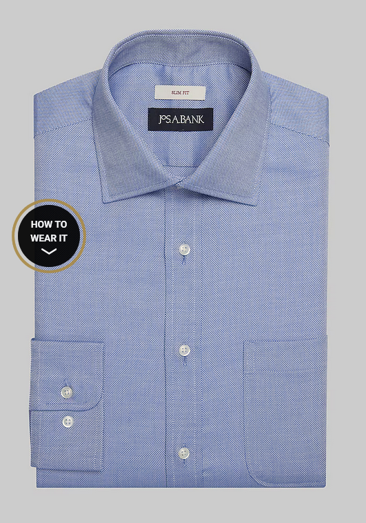 Jos. A. Bank Jos. A. Bank Slim Fit Spread Collar Solid Dress Shirt #52B3 - Blue