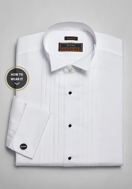 Jos. A. Bank Reserve Collection Tailored Fit Wing Collar French Cuff Five-Pleat Formal Dress Shirt #58TU - Regular