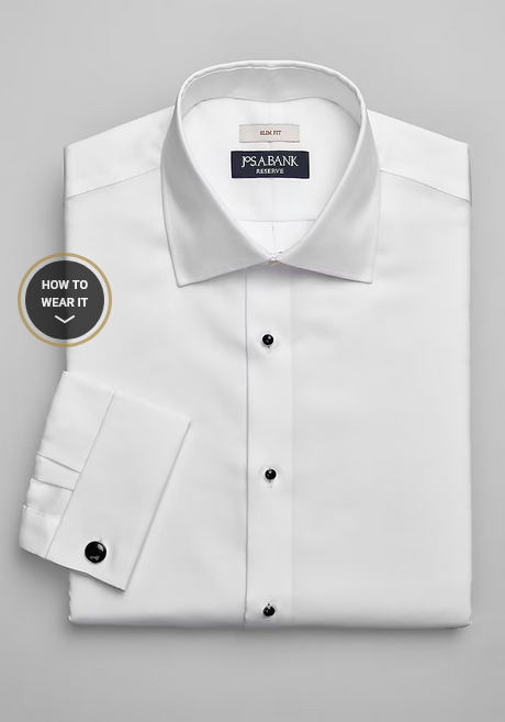 Jos. A. Bank Reserve Collection Slim Fit Spread Collar French Cuff Formal Dress Shirt #5FUT