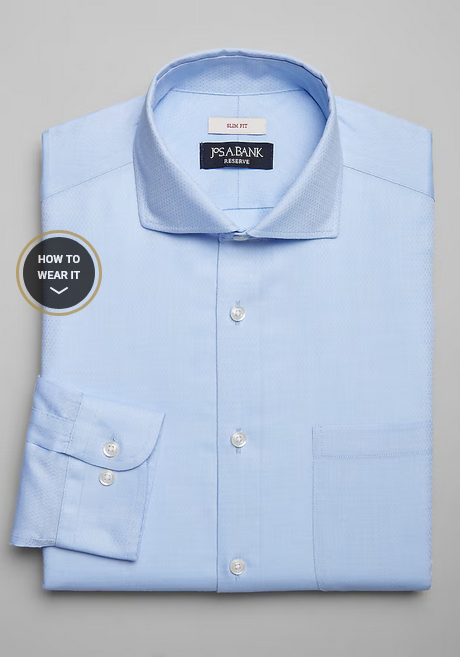 Jos. A. Bank Reserve Collection Slim Fit Cutaway Collar Micro Pattern Dress Shirt #5FUK