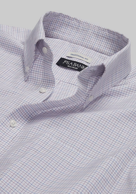 Jos. A. Bank Traveler Collection Traditional Fit Button-down Collar Grid Dress Shirt #5G8Z - Big & Tall