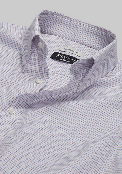 Jos. A. Bank Traveler Collection Traditional Fit Button-down Collar Grid Dress Shirt #5G8Z - Big & Tall