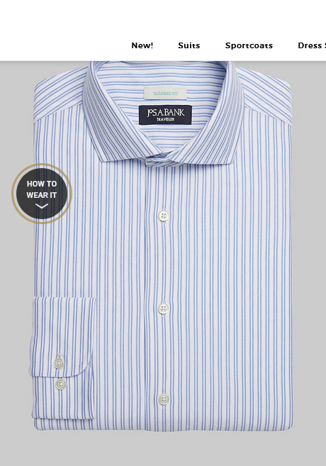 Jos. A. Bank Traveler Collection Coolmax Tailored Fit Spread Collar Stripe Knit Dress Shirt #50BU