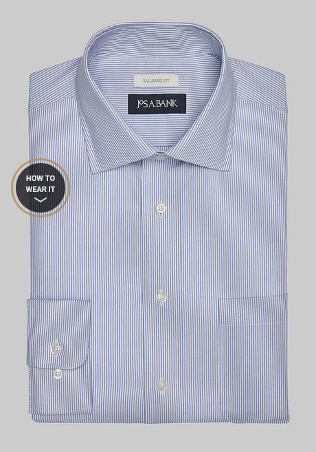 Jos. A. Bank Tailored Fit Spread Collar Stripe Dress Shirt #53BW