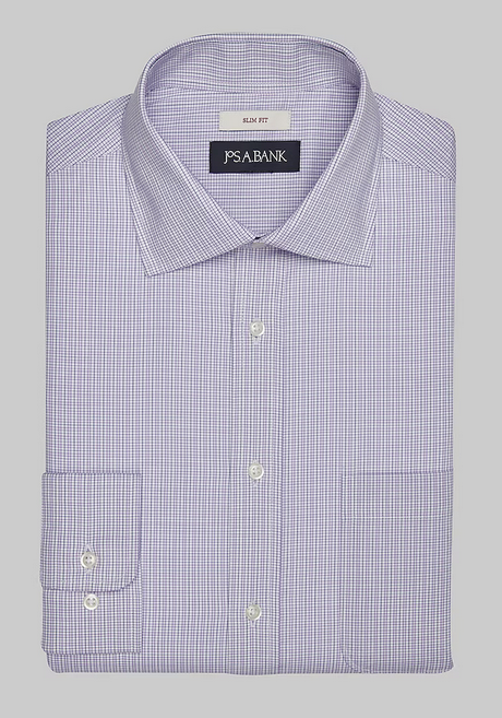 Jos. A. Bank Slim Fit Spread Collar Mini Plaid Dress Shirt CLEARANCE #53BL