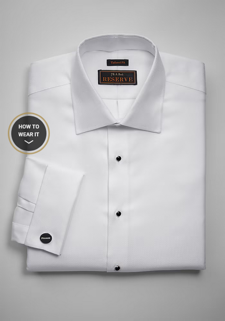 Jos. A. Bank Reserve Collection Tailored Fit Spread Collar French Cuff Formal Dress Shirt #51H1