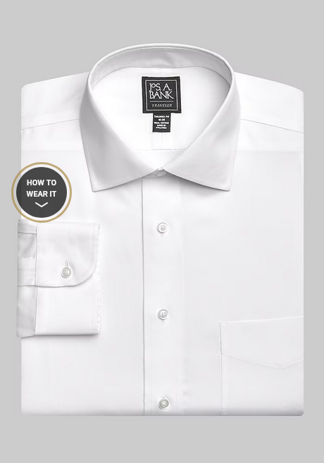 Jos. A. Bank Traveler Collection Tailored Fit Spread Collar Dress Shirt #5AAV