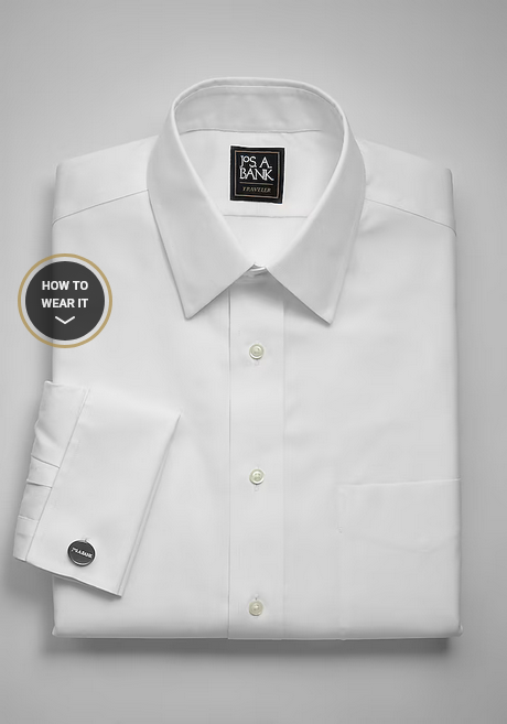 Jos. A. Bank Traveler Collection Traditional Fit Point Collar Dress Shirt #5JEK - Regular