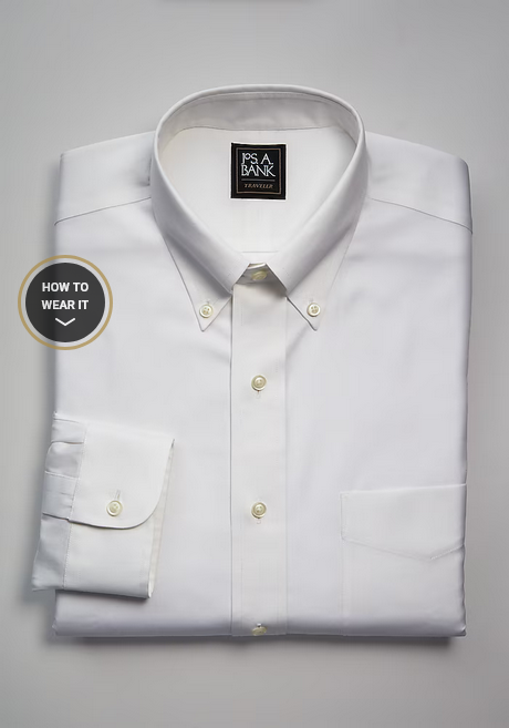 Jos. A. Bank Traveler Collection Tailored Fit Button-Down Collar Dress Shirt #5AAH