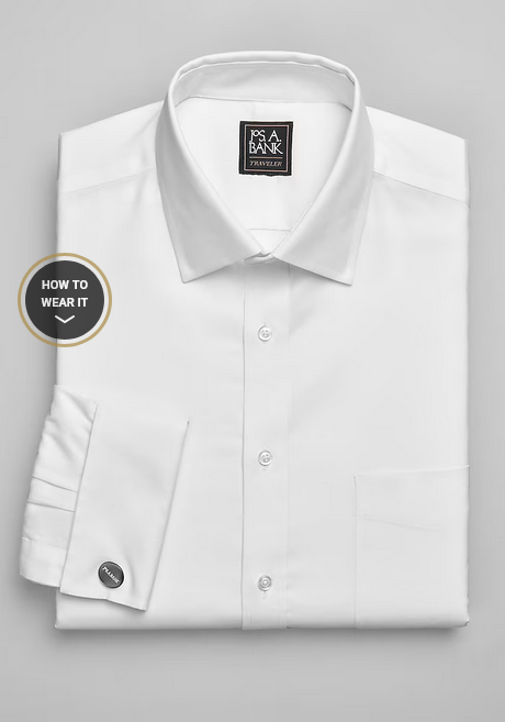 Jos. A. Bank Traveler Collection Tailored Fit Spread Collar Dress Shirt #5DAH