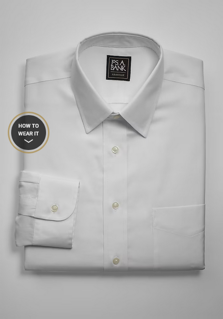 Jos. A. Bank Traveler Collection Tailored Fit Point Collar Dress Shirt #5DC3