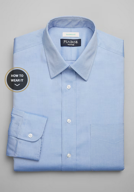 Jos. A. Bank Traveler Collection Tailored Fit Point Collar Solid Dress Shirt #5FTC
