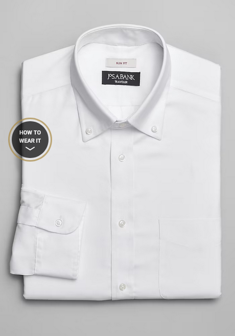 Jos. A. Bank Traveler Collection Slim Fit Button-Down Collar Solid Dress Shirt #5FTJ