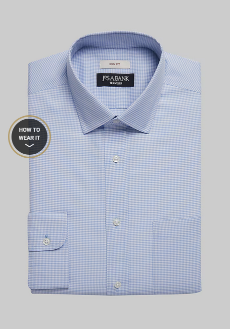 Jos. A. Bank Traveler Collection Slim Fit Gingham Dress Shirt #5FTW