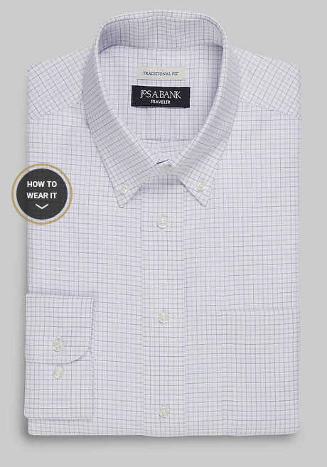 Jos. A. Bank Traveler Collection Traditional Fit Check Dress Shirt #5B0H - Big & Tall