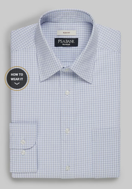 Jos. A. Bank Traveler Collection Slim Fit Check Dress Shirt #5B0E