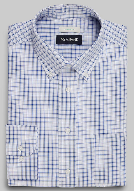 Jos. A. Bank Tailored Fit Button-Down Collar Check Dress Shirt #57BC