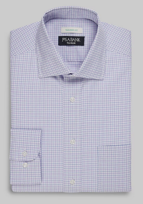 Jos. A. Bank Traveler Collection Tailored Fit Plaid Dress Shirt #5B3U - Regular