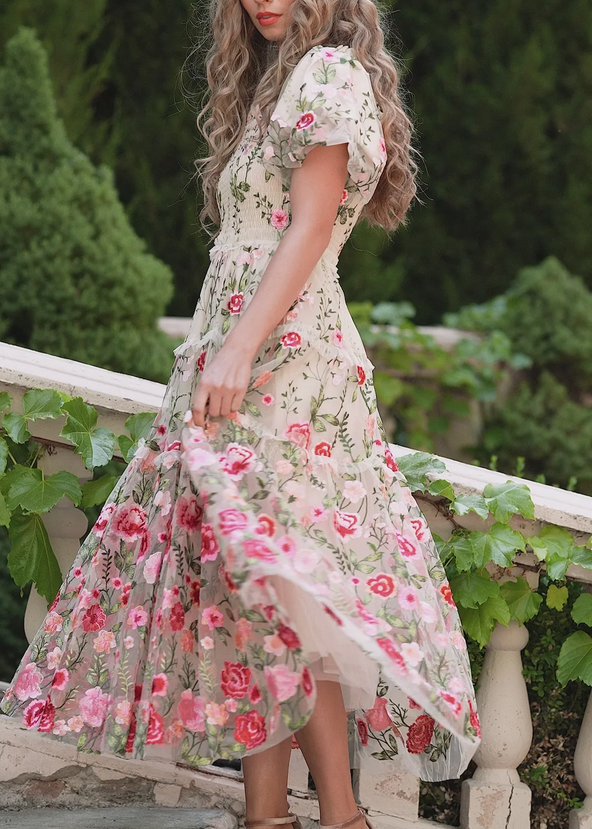 JessaKae Rose Dress -Maxi - Cream